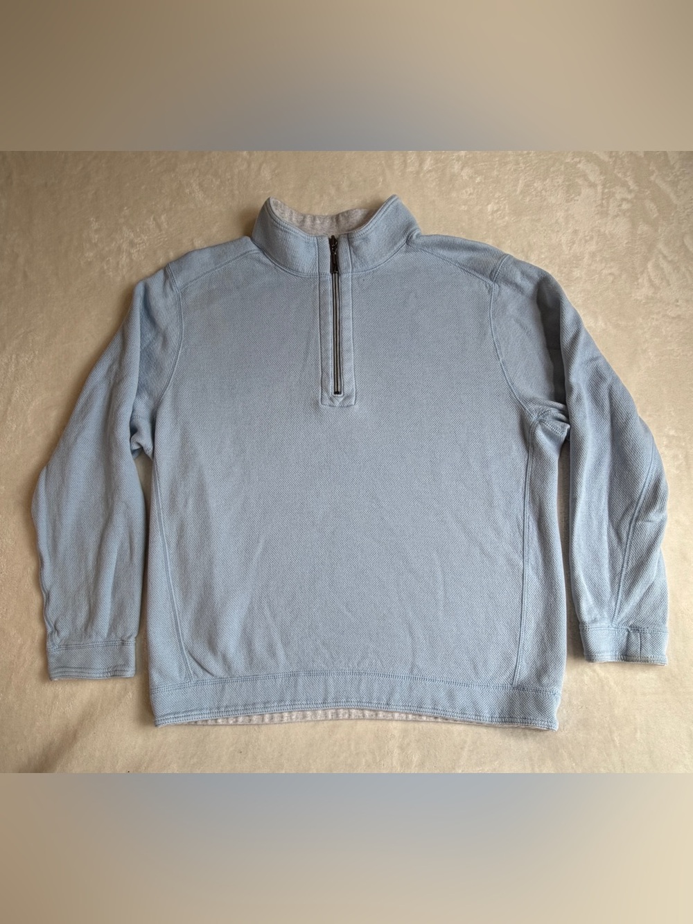 Tommy Bahama Reversible 1/4 Zip Pullover Sweater Pale Blue / Gray - Size XL